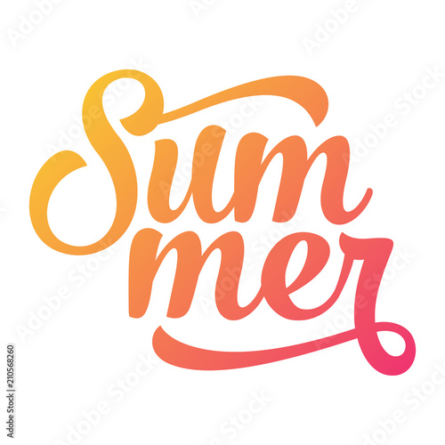 Summer - Holiday lettering, vector handwritten typography. Isolated calligraphy design on white background.