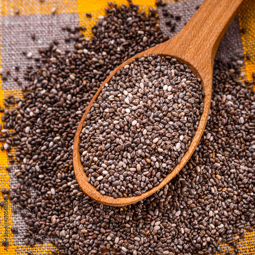 chia seeds on a light rustic background