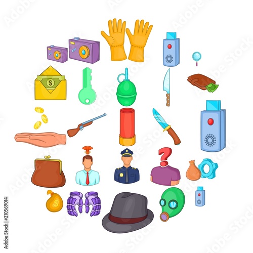 Perpetration icons set. Cartoon set of 25 perpetration vector icons for web isolated on white background