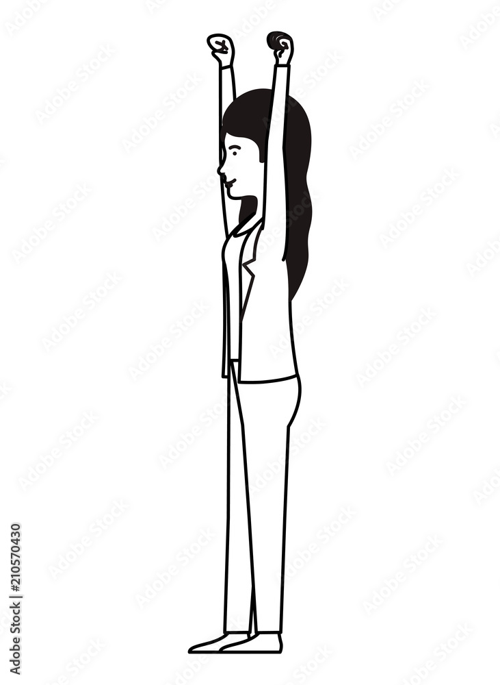 young woman celebrating with hands up character vector illustration design young woman celebrating with hands up character vector illustration design