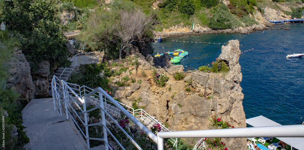 Naklejka premium sea, landscape, water, beach, travel, coast, island, blue, bay, 