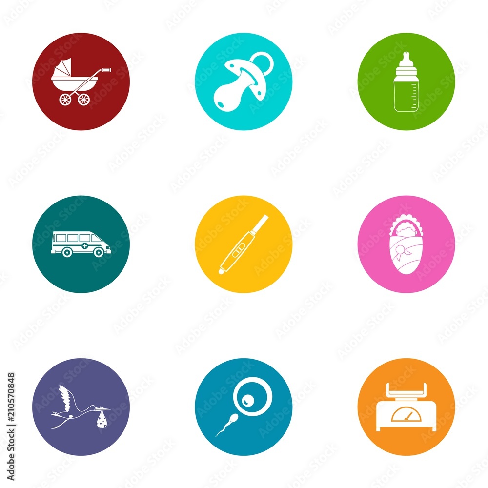 Youngster icons set. Flat set of 9 youngster vector icons for web isolated on white background Youngster icons set. Flat set of 9 youngster vector icons for web isolated on white background