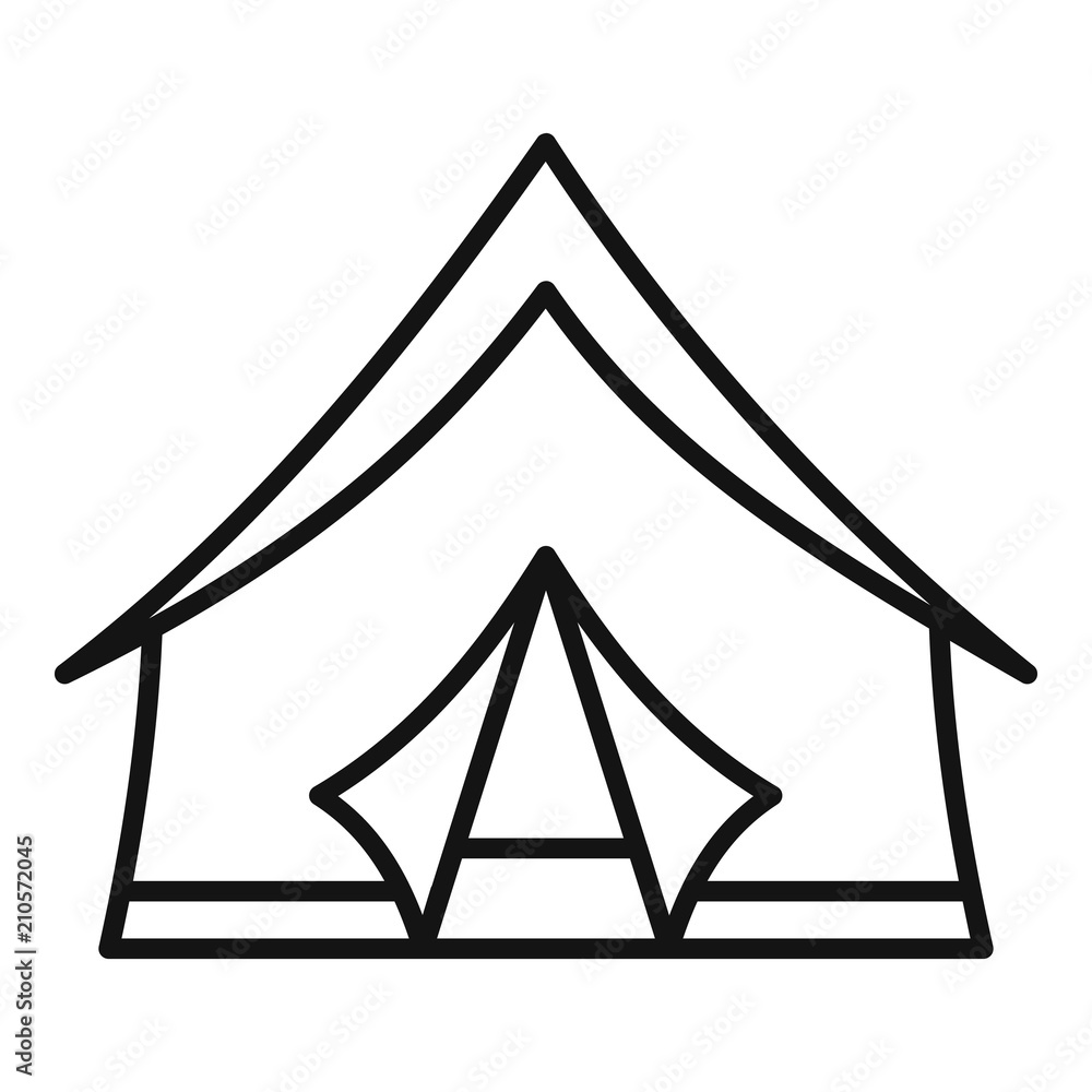 Camp tent icon. Outline illustration of camp tent vector icon for web design isolated on white background Camp tent icon. Outline illustration of camp tent vector icon for web design isolated on white background