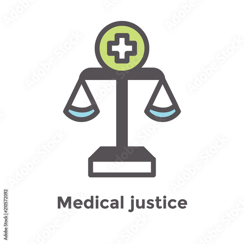 Medical Lawsuit icon with legal imagery showing medical malpractice - outline