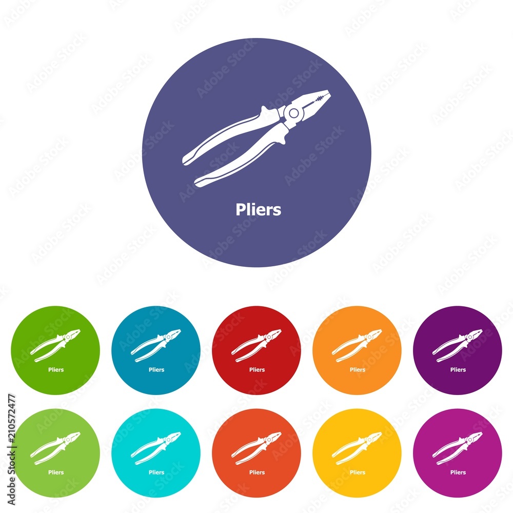 Fototapeta premium Pliers icons color set vector for any web design on white background