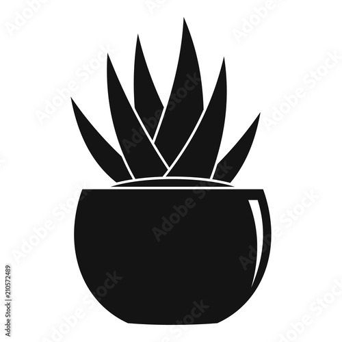 Round pot aloe icon. Simple illustration of round pot aloe vector icon for web design isolated on white background