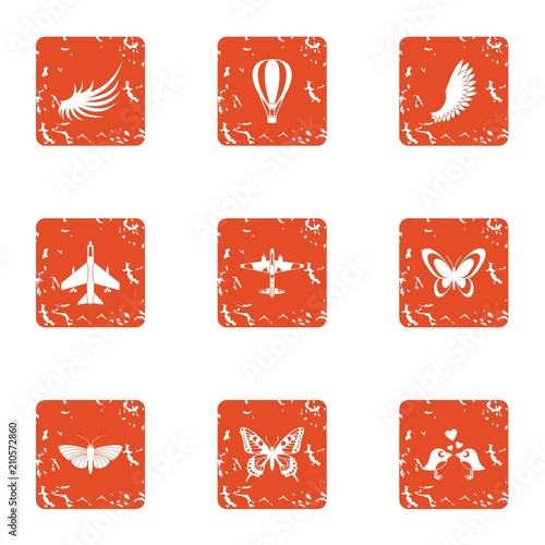 Military development icons set. Grunge set of 9 military development vector icons for web isolated on white background