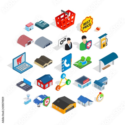 Bail icons set. Isometric set of 25 bail vector icons for web isolated on white background