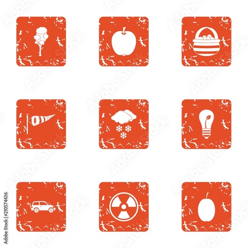 Bioengineering icons set. Grunge set of 9 bioengineering vector icons for web isolated on white background