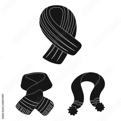 Scarf and Shawl black icons in set collection for design.Clothes and Accessory vector symbol stock web illustration.