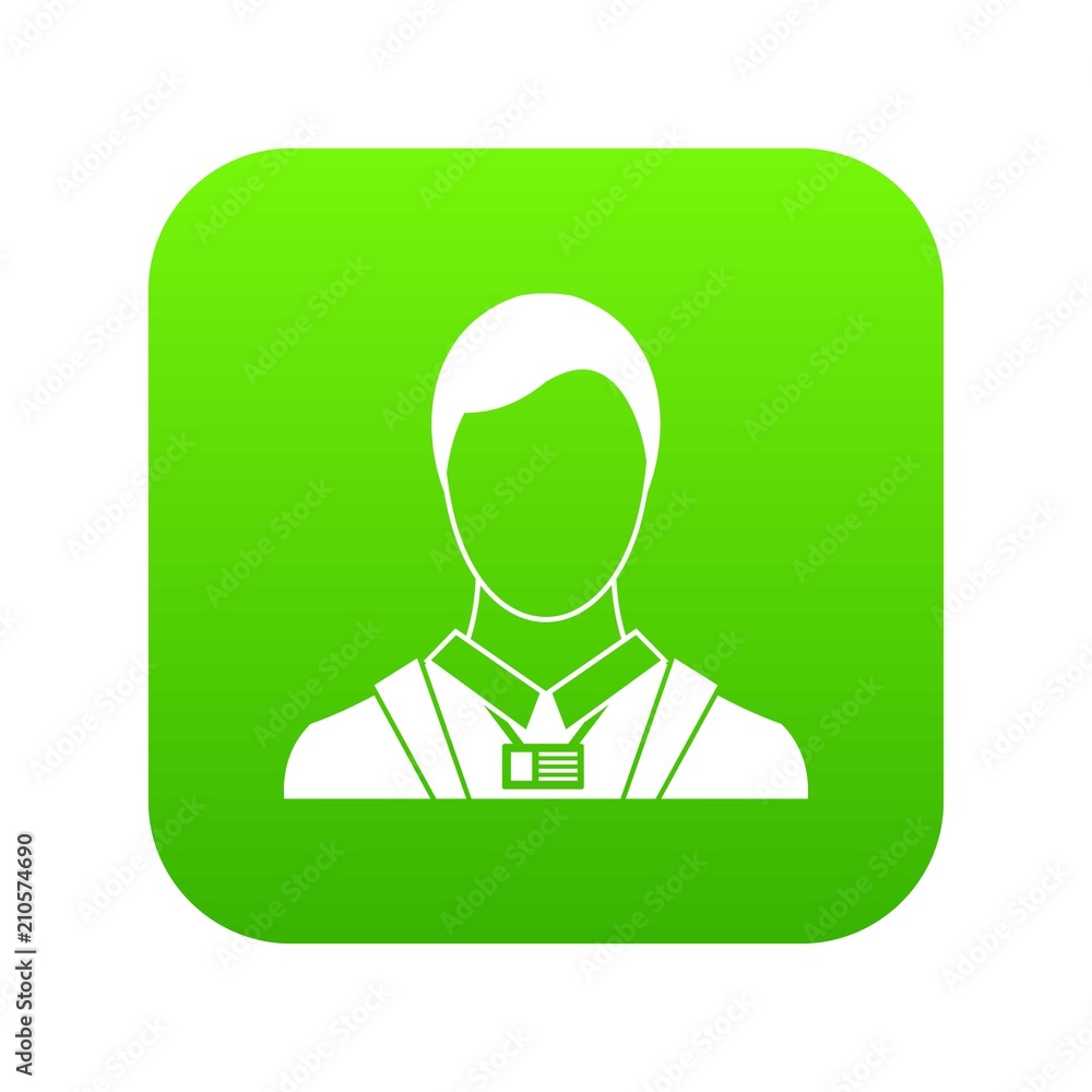 Businessman with identity name card icon digital green for any design isolated on white vector illustration Businessman with identity name card icon digital green for any design isolated on white vector illustration