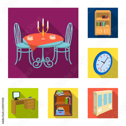 Furniture and interior flat icons in set collection for design. Home furnishings vector isometric symbol stock web illustration.