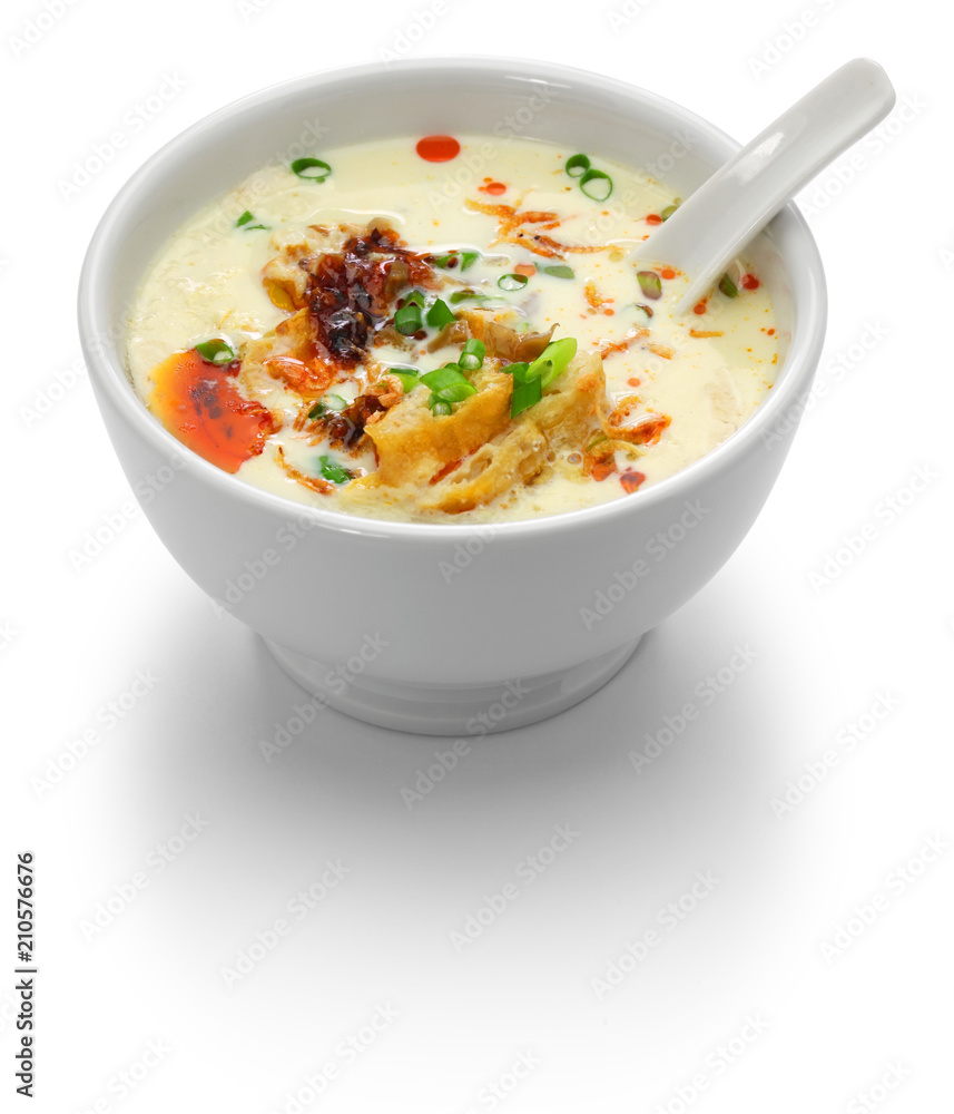 soy milk soup, taiwanese breakfast isolated on white background