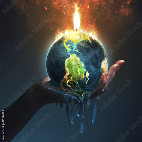 Melting earth in palm of hand
