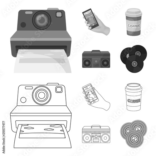 Hipster, fashion, style, subculture .Hipster style set collection icons in outline,monochrome style vector symbol stock illustration web.