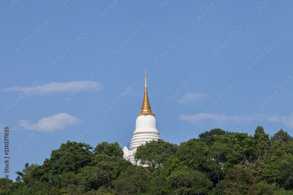 A white of pagoda under clear sky located north of thailand