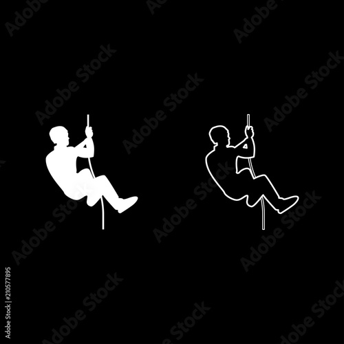 Rock climber icon set white color illustration flat style simple image