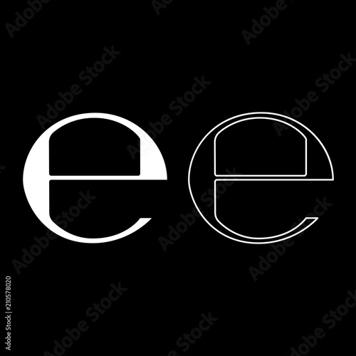 Estimated sign E mark symbol e icon set white color illustration flat style simple image