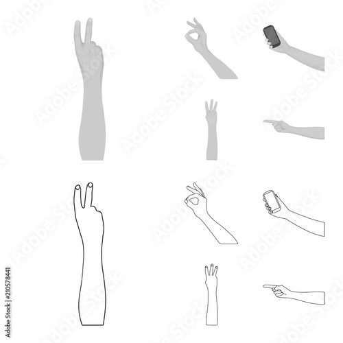 Sign Language outline,monochrome icons in set collection for design.Emotional part of communication vector symbol stock web illustration.