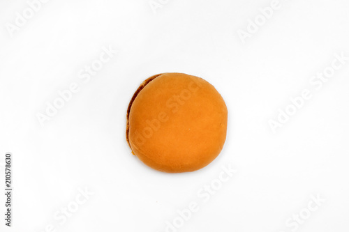 hamburger on a white background. (view from above)