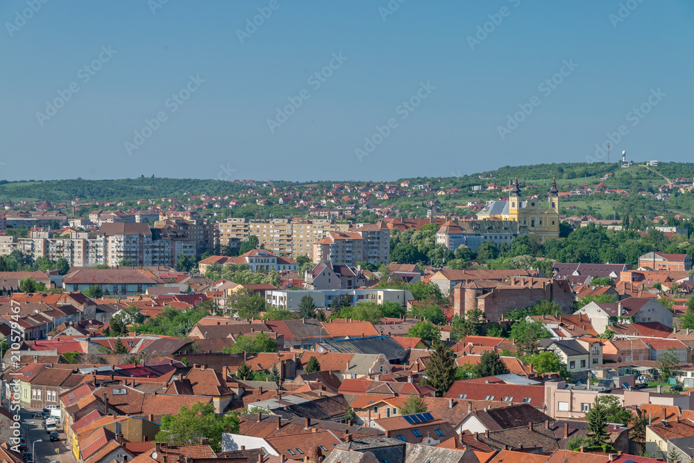 Oradea city viewed from above on a sunny day, Romania
