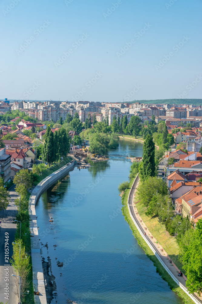 Oradea - Crisul River near the Union Square in Oradea, Romania