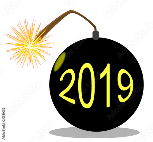 Cartoon 2019 New Year Bomb