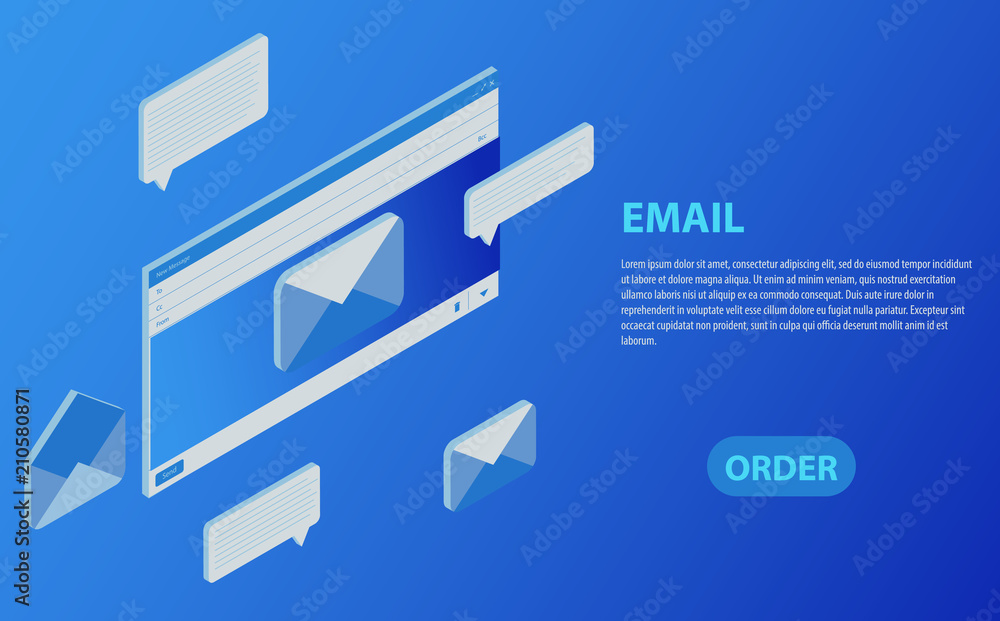 Isometric Email Inbox Electronic Communication. E-mail marketing. Receiving messages. Isometric Email Inbox Electronic Communication. E-mail marketing. Receiving messages.