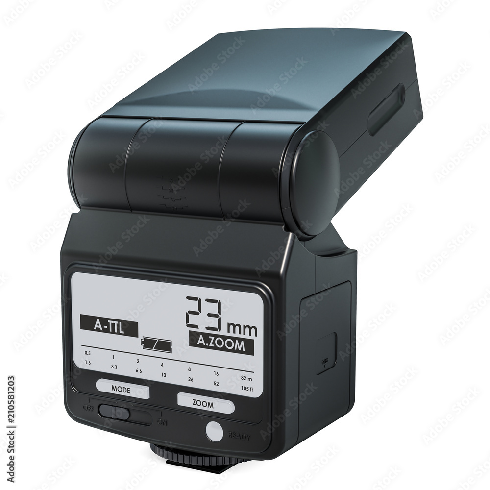 Photography electronic external flash , 3D rendering Photography electronic external flash , 3D rendering
