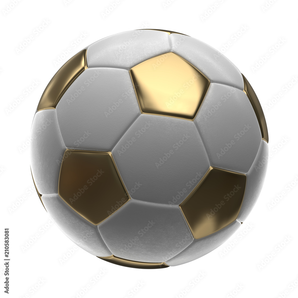 Golden Soccer-ball isolated on white background 3d illustration Golden Soccer-ball isolated on white background 3d illustration