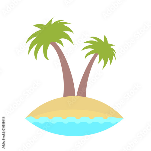 Plam trees island icon simple flat vector illustration