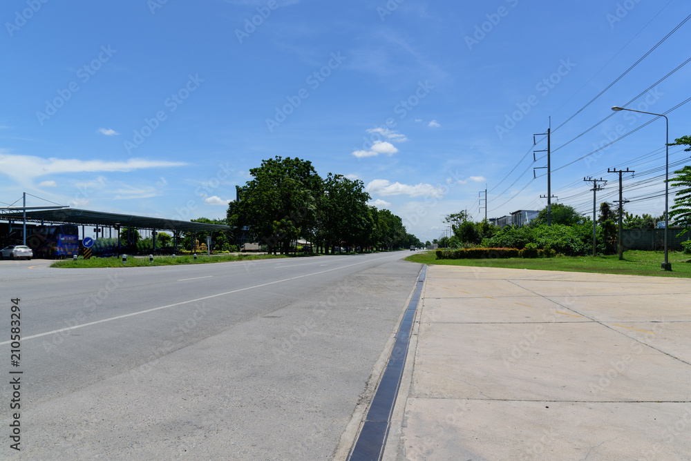 High way road with blue sky and cloud.