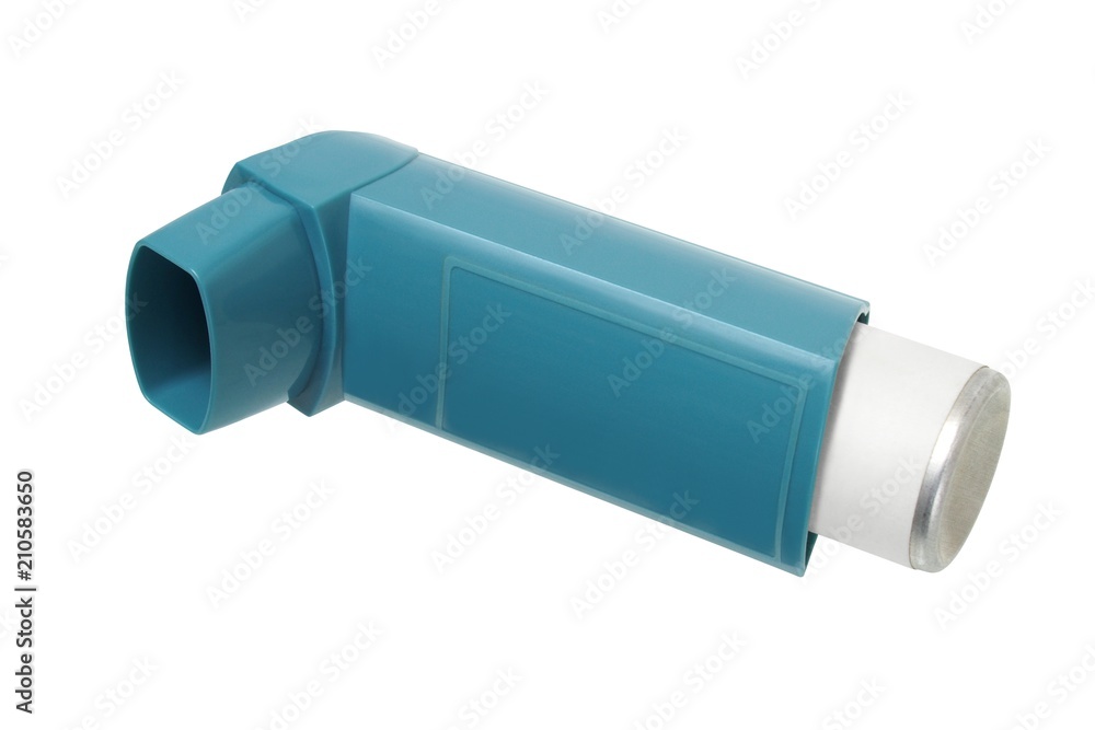 Asthma inhaler on white Asthma inhaler on white