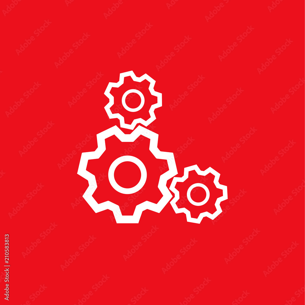 white gear. vector illustration on red background white gear. vector illustration on red background