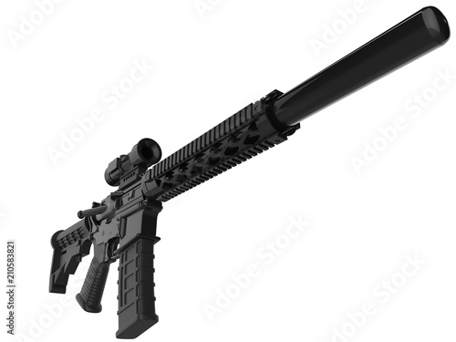 Full black modern assault rifles