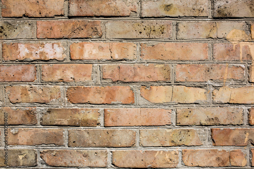 Old bricks wall texture background outdoors. Vintage wall.