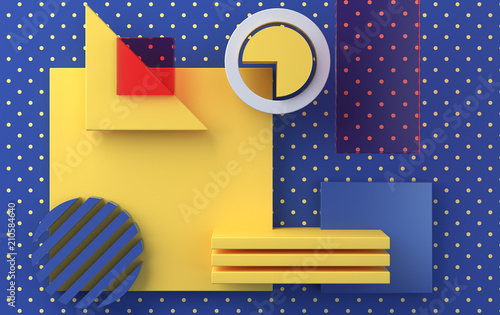 Minimalist abstract background, primitive geometrical figures, pastel colors, 3D render