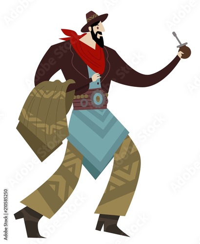 traditional gaucho with yerba mate pot
