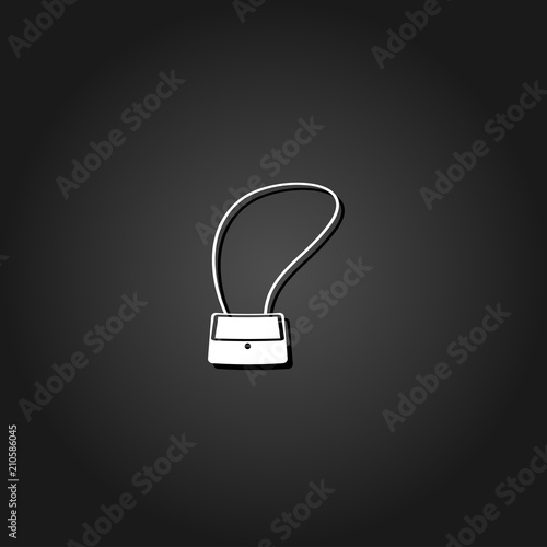 Bag ladies icon flat. Simple White pictogram on black background with shadow. Vector illustration symbol