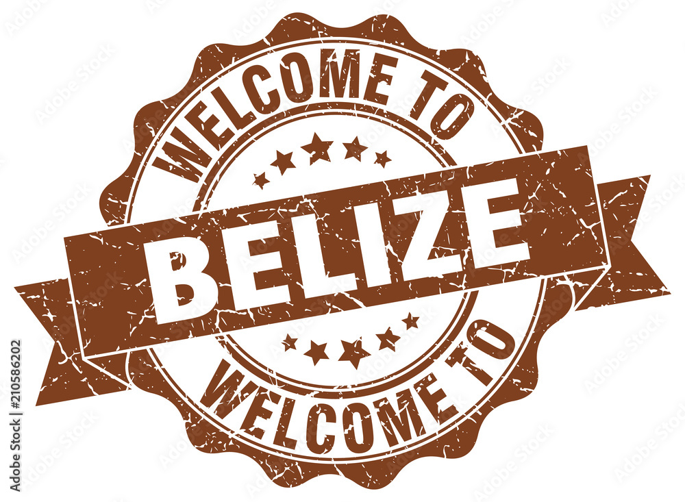 Obraz premium Belize round ribbon seal