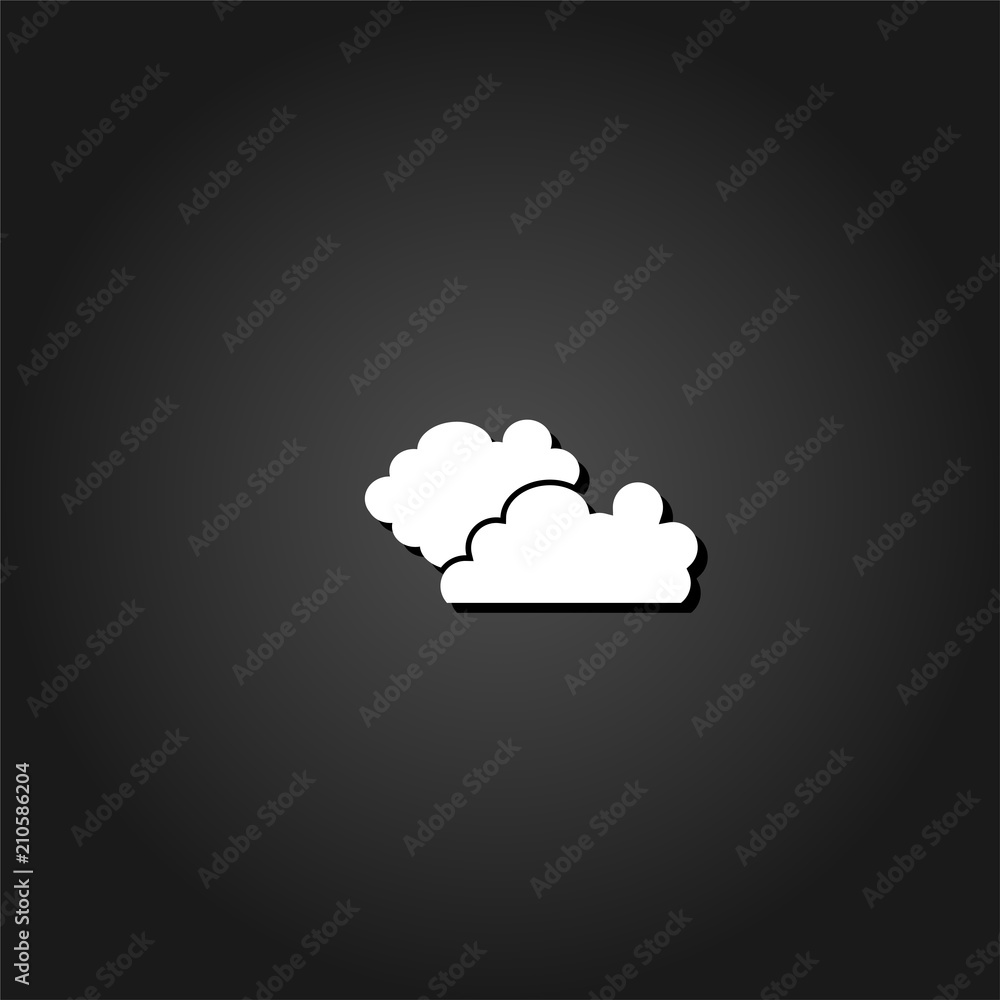 Clouds icon flat. Simple White pictogram on black background with shadow. Vector illustration symbol Clouds icon flat. Simple White pictogram on black background with shadow. Vector illustration symbol