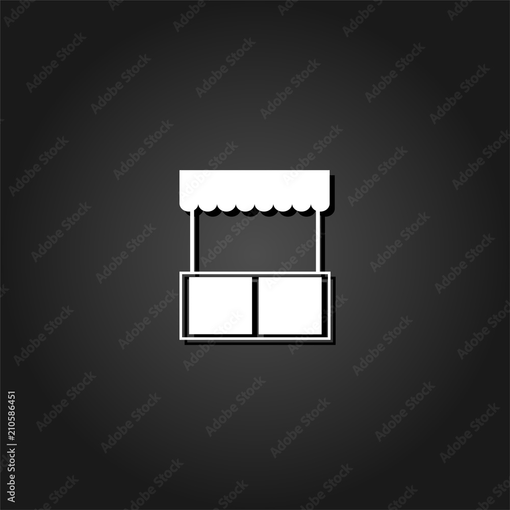 Kiosk icon flat. Simple White pictogram on black background with shadow. Vector illustration symbol Kiosk icon flat. Simple White pictogram on black background with shadow. Vector illustration symbol