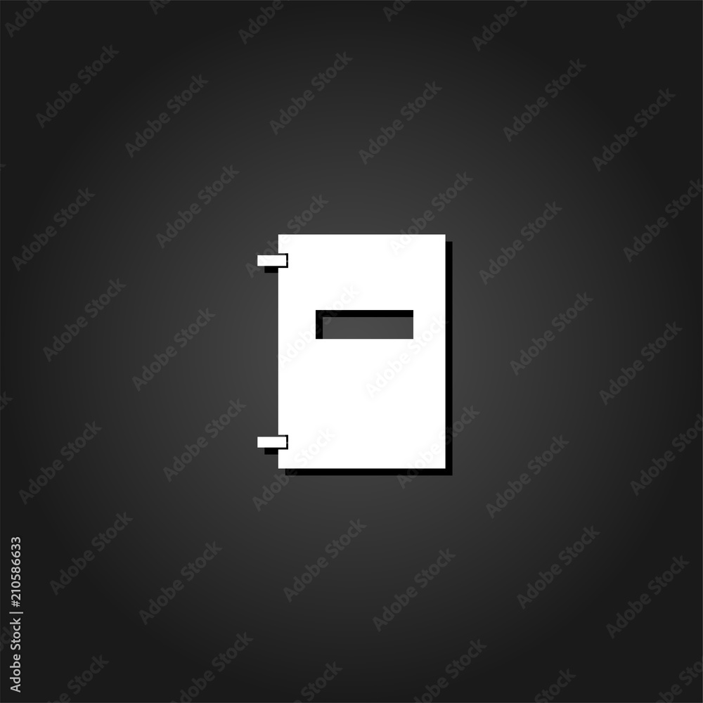 Notebook icon flat. Simple White pictogram on black background with shadow. Vector illustration symbol Notebook icon flat. Simple White pictogram on black background with shadow. Vector illustration symbol