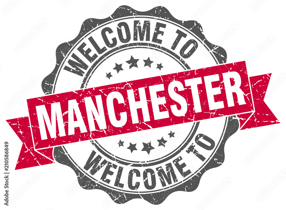 Fototapeta premium Manchester round ribbon seal