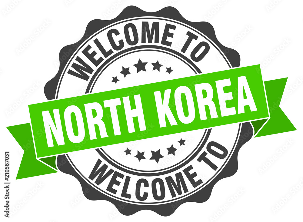 Fototapeta premium North Korea round ribbon seal