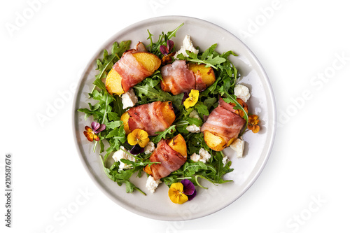 grilled peach in bacon 