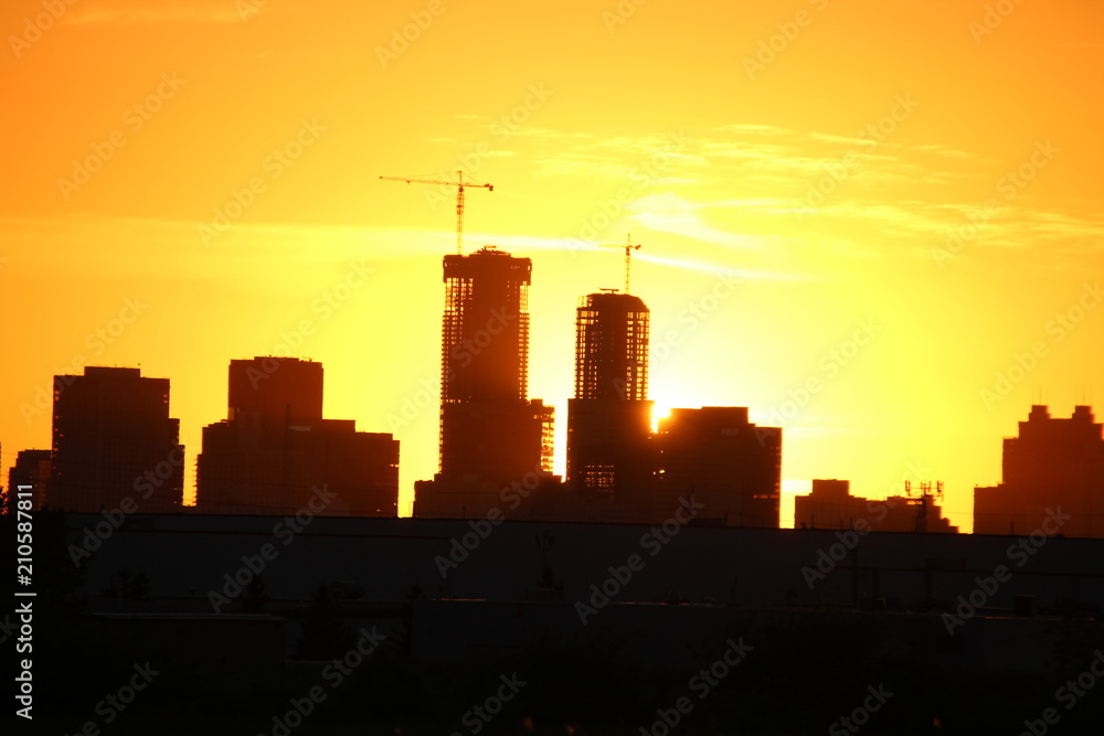 Setting Sun On City Skylines, Pylypow Wetlands, Edmonton, Alberta