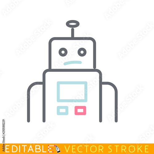 Page not found robot icon. Editable stroke sketch icon. Stock vector illustration.
