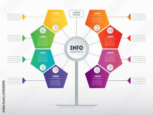 Vector infographic of technology or education process with 8 steps. Business presentation concept with 8 options. Web Template of service tree, info chart or diagram.