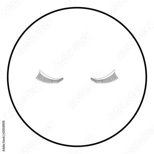 Eyelash icon black color in circle round